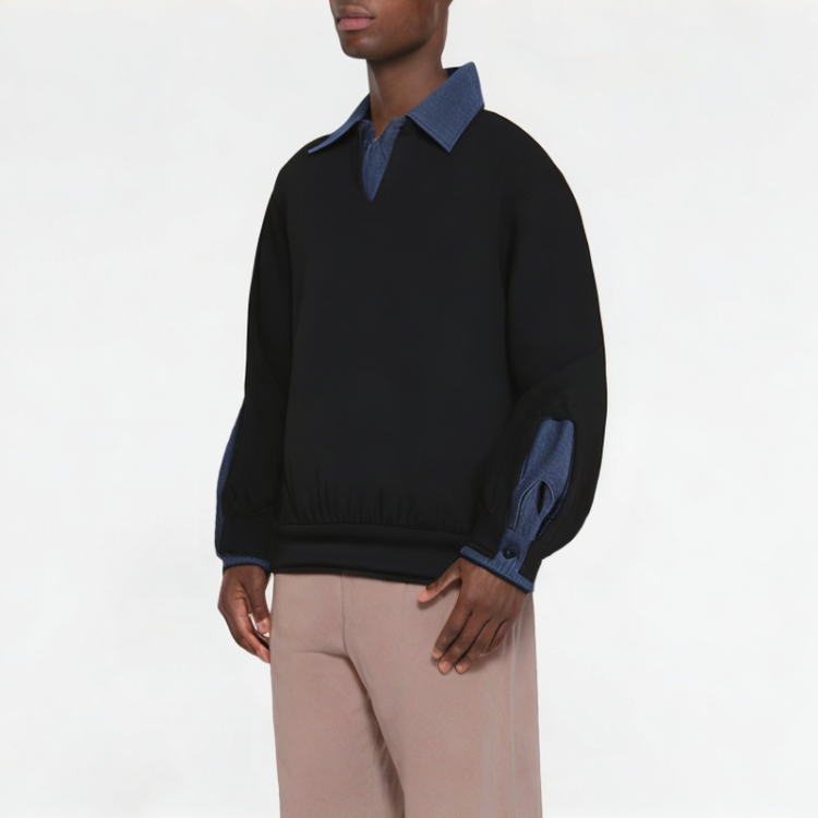 High Quality Stitching Contrasting Fake Two-Piece Sweatshirt 