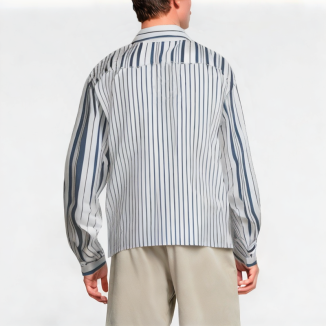 Blue And White Striped Patchwork Shirt 