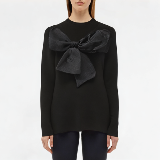 Versatile Large Bow Knitted Long Sleeve 