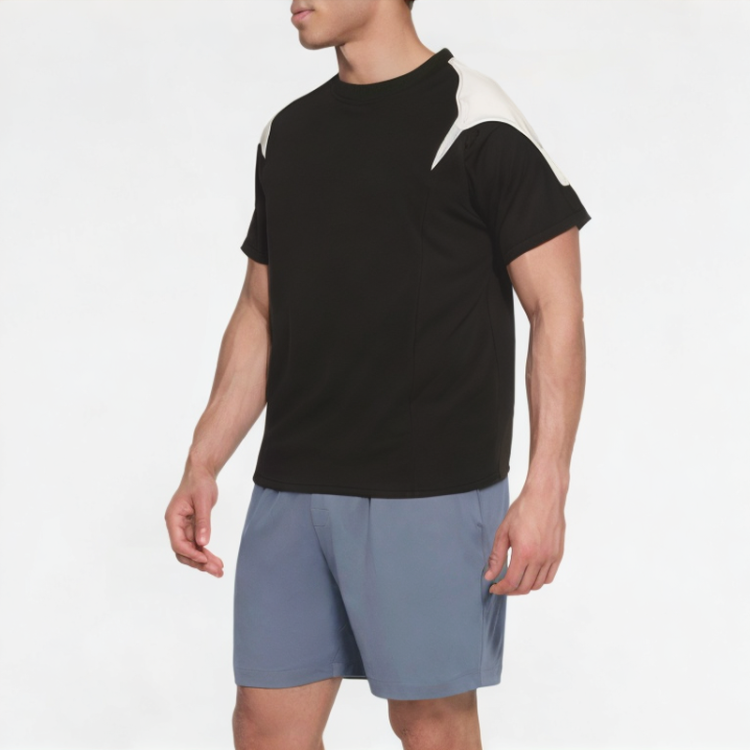 Comfortable Splicing Contrast Color Short Sleeves 