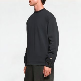 Solid Color Slit Button Pullover Sweatshirt 