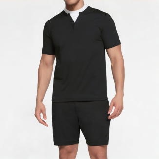 Casual Fake Two-Piece Small V-Neck Short-Sleeved Shirt 