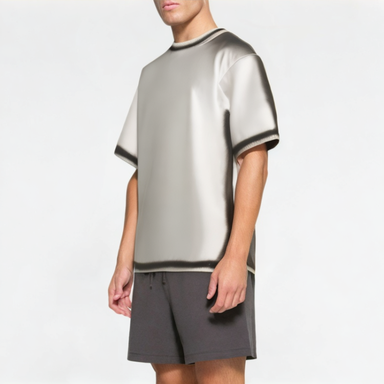 Inkjet Contrast Round Neck Short Sleeve 