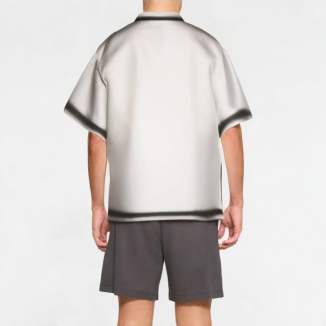 Inkjet Contrast Round Neck Short Sleeve 