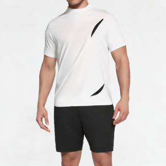 Split And Spliced Round Neck Short Sleeves 