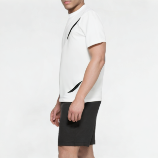 Split And Spliced Round Neck Short Sleeves 