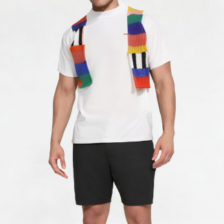 High-End Contrasting Knitted Stitching Round Neck