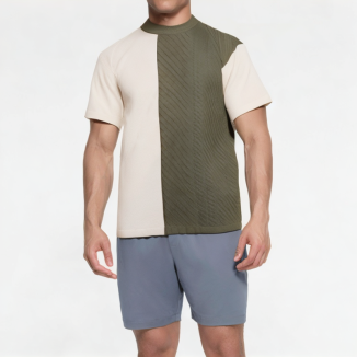 Ice Silk Knitted Patchwork Short Sleeves