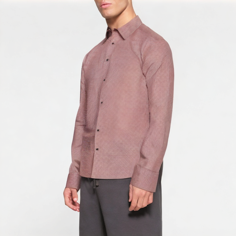 Cotton Plaid Long-Sleeved Lapel Shirt
