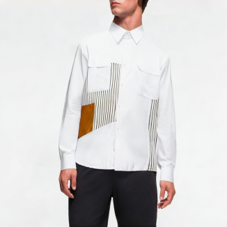 Spliced ​​Striped Irregular Shirt 