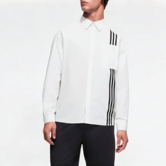 Solid Color Vertical Stripe Stitching Long-Sleeved Shirt
