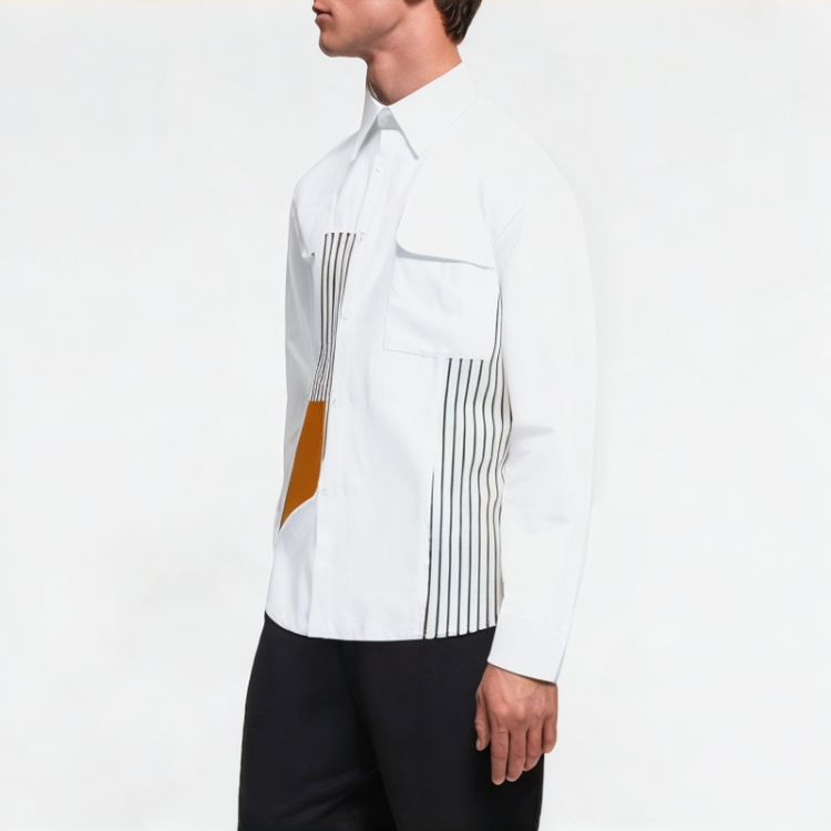 Spliced ​​Striped Irregular Shirt 