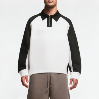 Men's Half-Zip Contrast Raglan Sweatshirt