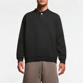 Side Snap Textured Casual Sweatshirt 