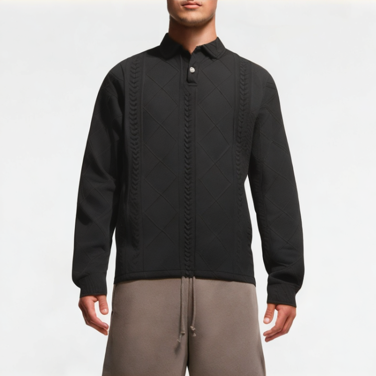 Men's Jacquard Lapel Sweatshirt 