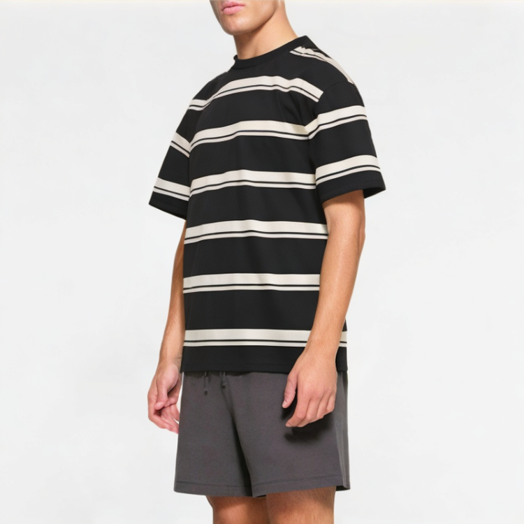 Retro Contrast Striped Short Sleeves 