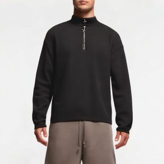 Men's Half-Zip Solid Color Stand-Up Collar Sweatshirt