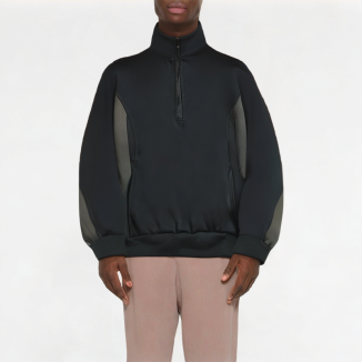 Casual Half-Zip Contrast Collar Sweatshirt