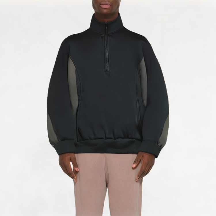 Casual Half-Zip Contrast Collar Sweatshirt