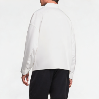 Solid Color Vertical Stripe Stitching Long-Sleeved Shirt