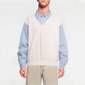 Fake Two-Piece Contrasting Loose Shirt 