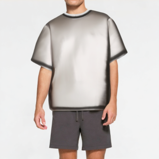 Inkjet Contrast Round Neck Short Sleeve 