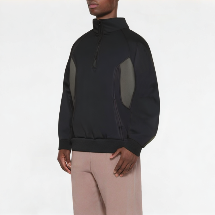 Casual Half-Zip Contrast Collar Sweatshirt
