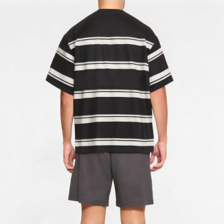 Retro Contrast Striped Short Sleeves 