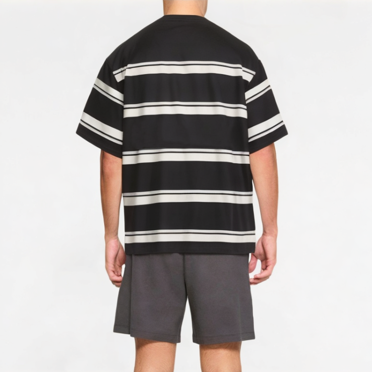 Retro Contrast Striped Short Sleeves 