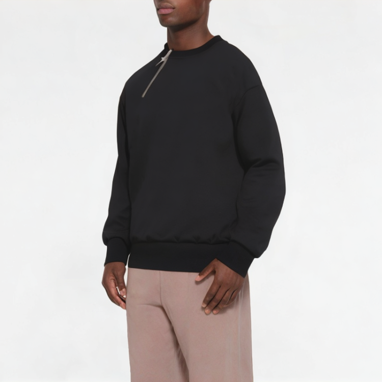 Daily Half-Diagonal Zipper Solid Color Men's Sweatshirt 