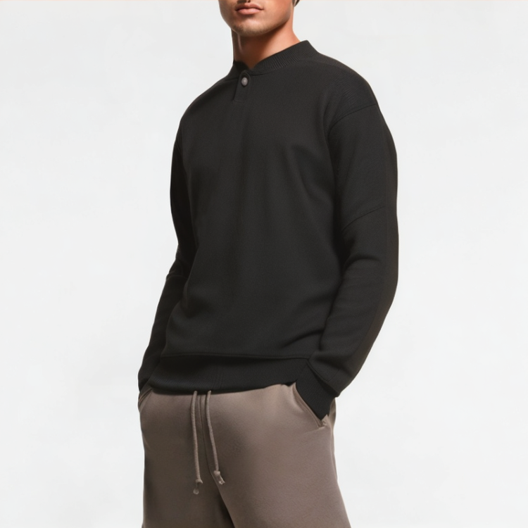 Side Snap Textured Casual Sweatshirt 