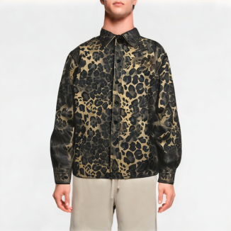 Washed Denim Leopard Shirt 