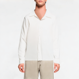 Solid Color Pleated Texture Shirt