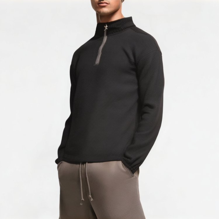 Men's Half-Zip Solid Color Stand-Up Collar Sweatshirt