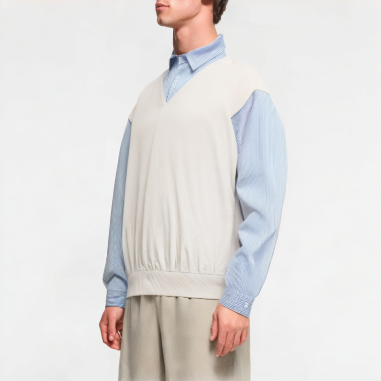 Fake Two-Piece Contrasting Loose Shirt 