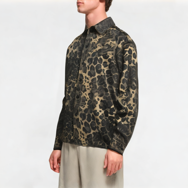 Washed Denim Leopard Shirt 