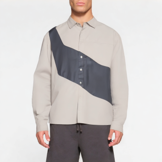 Spring Colorblock Long Sleeve Lapel Shirt
