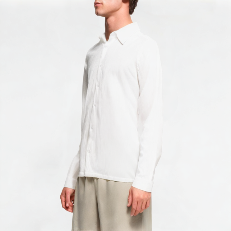 Solid Color Pleated Texture Shirt