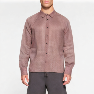 Cotton Plaid Long-Sleeved Lapel Shirt