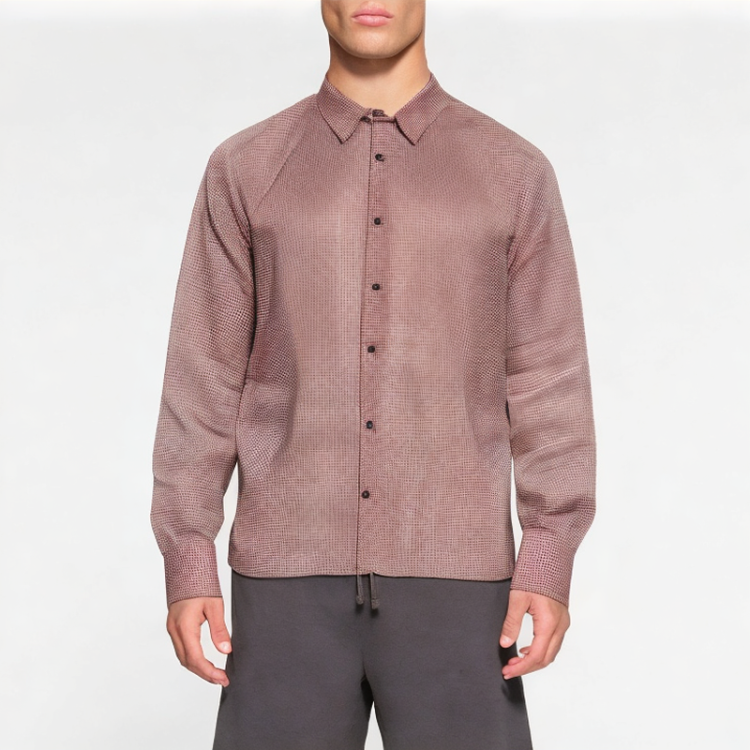Cotton Plaid Long-Sleeved Lapel Shirt