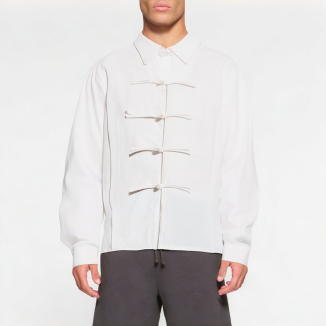 Retro Buttoned Long-Sleeved Shirt 