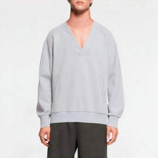 Simple Retro V-neck Solid Color Sweatshirt