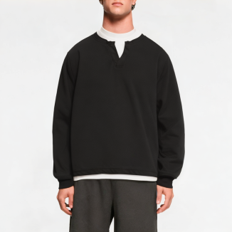 Fake Two-Piece V-Neck Drop Shoulder Men's Sweatshirt 