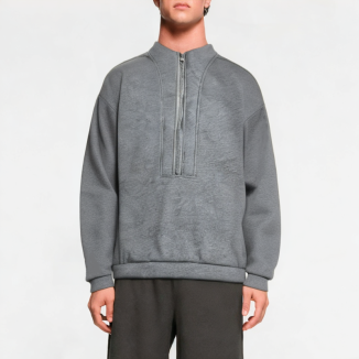 Spring Half-Zip Solid Color Sweatshirt 