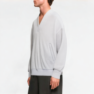 Simple Retro V-neck Solid Color Sweatshirt