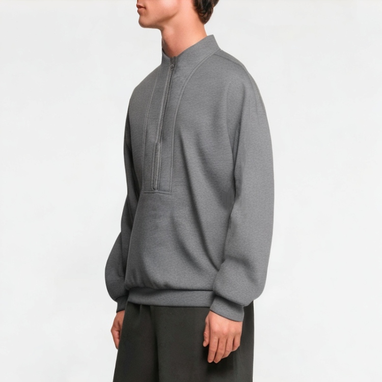 Spring Half-Zip Solid Color Sweatshirt 