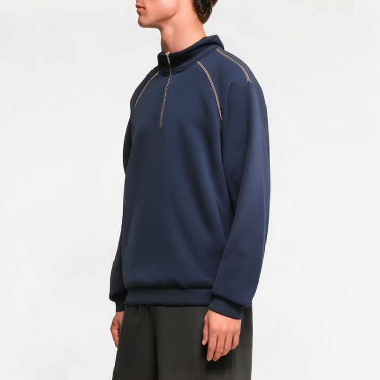 Simple And Versatile Half-High Zipper Sweatshirt