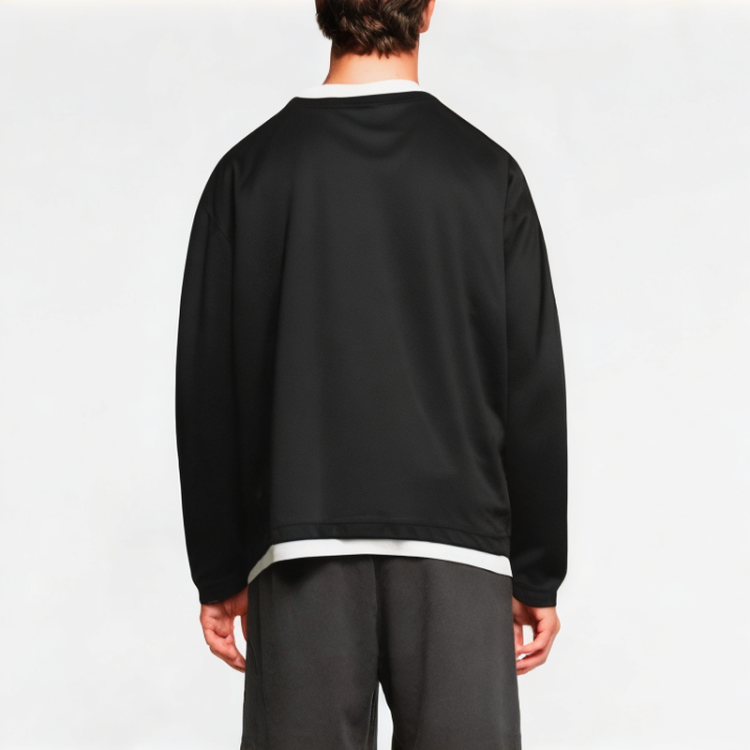 Fake Two-Piece V-Neck Drop Shoulder Men's Sweatshirt 