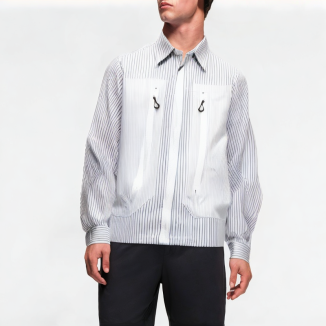 Retro Striped Zipper Shirt 