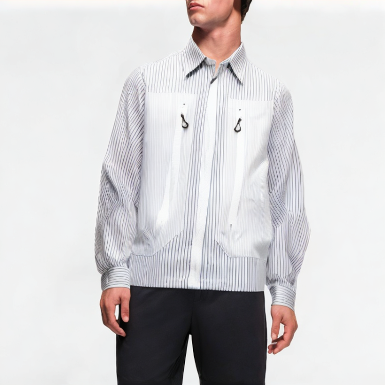 Retro Striped Zipper Shirt 